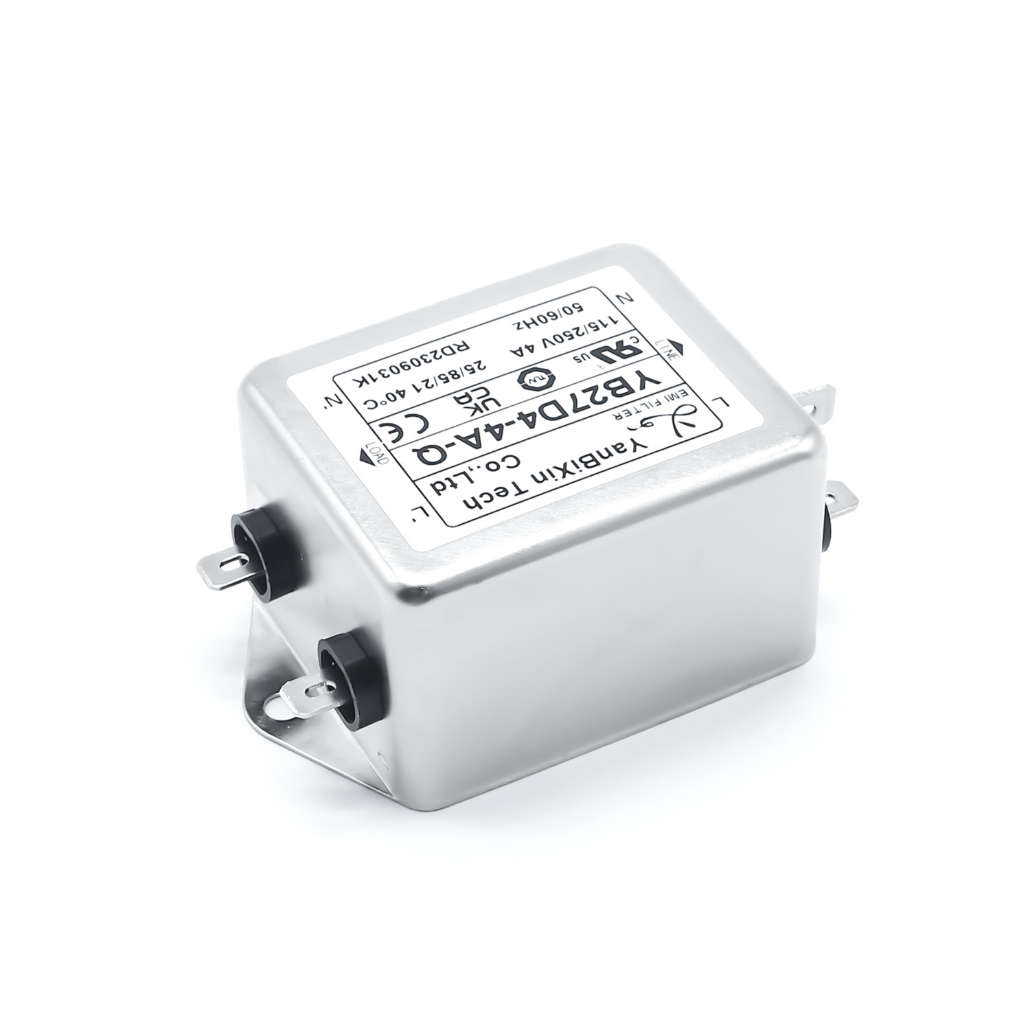 Two Stage Single Phase Filter 115V 250V 4A Fast - On Terminal Output EMI Filter