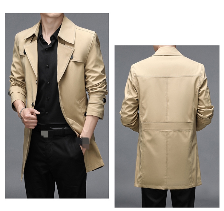 Men's Jackets Fashion Windproof Casual Slim Fit Windbreaker Long Coat With Suit Coats