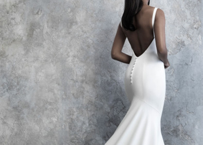 Long Fishtail Wedding Gown Pure White Sleeveless Deep V Neck Backless Style