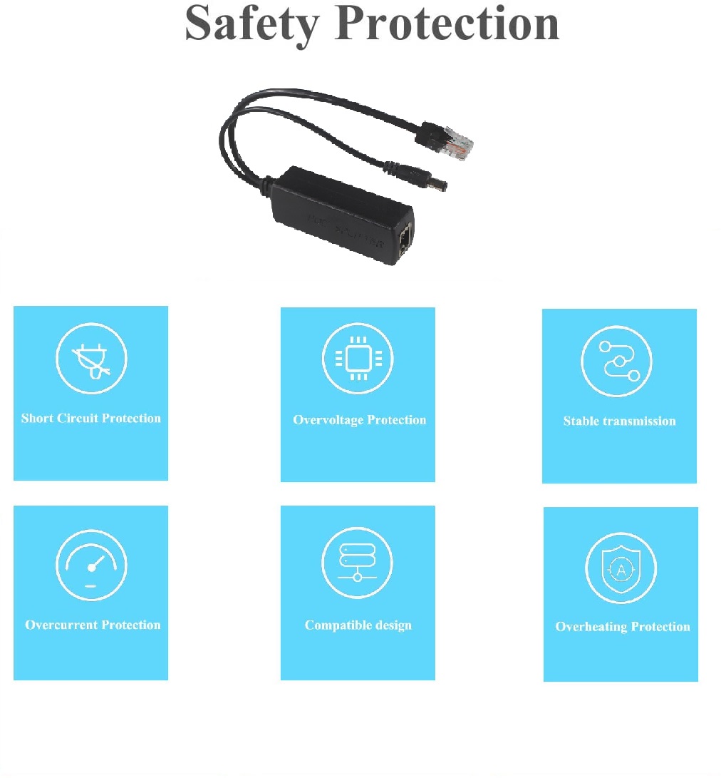 Waterproof POE Injector Splitter 100Mbps Security 12W Y Splitter Poe Adapter