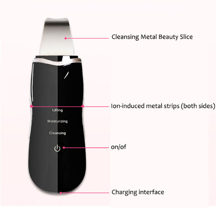 Professional Ultrasonic Skin Scrubber Sonic Microdermabrasion Silicone Pore Scrubber