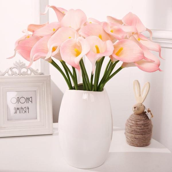 Artificial Purple White Calla Lily And Thistle Bouquet 36cm