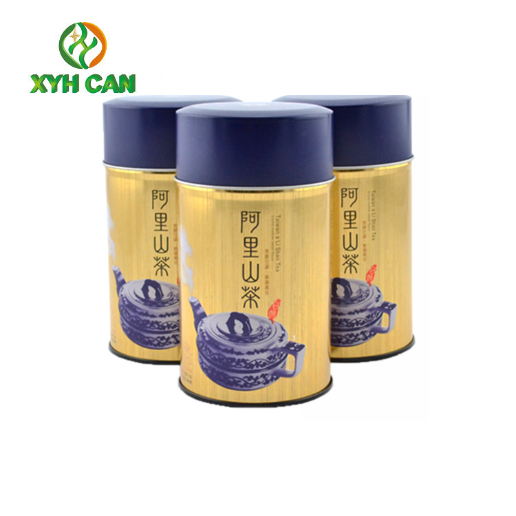 Tea Tin Can Recyclable Empty Round Glossy Matte Printing Tin Box Packing for Tea