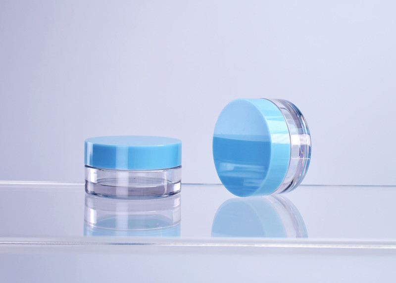Thick Wall clear transparent Recyclable Plastic PET Cosmetics Jar 0.5OZ For Eye Face Cream With Classic Cylinder Shape