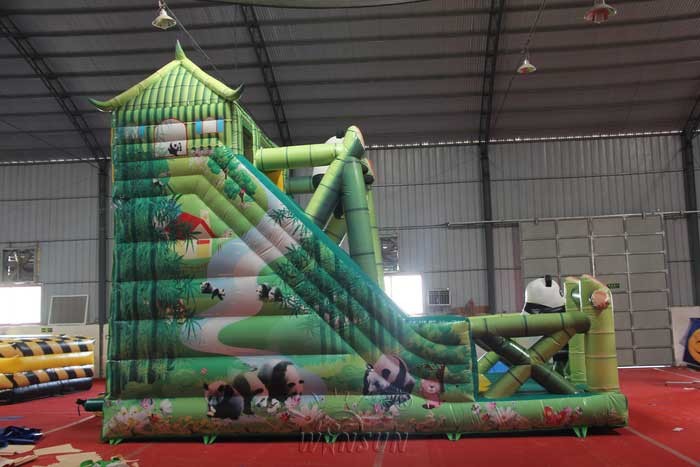 Kids / Adult Blow Up Slide , Digital Printing Panda Large Inflatable Slide