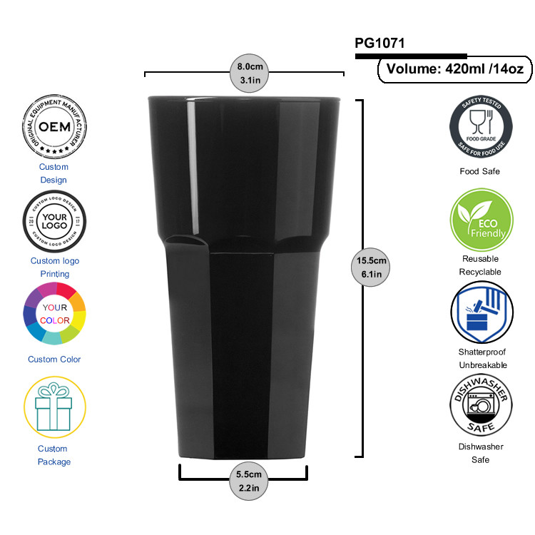 OEM Transparent San Plastic Whisky Glasses Customized Logo Color