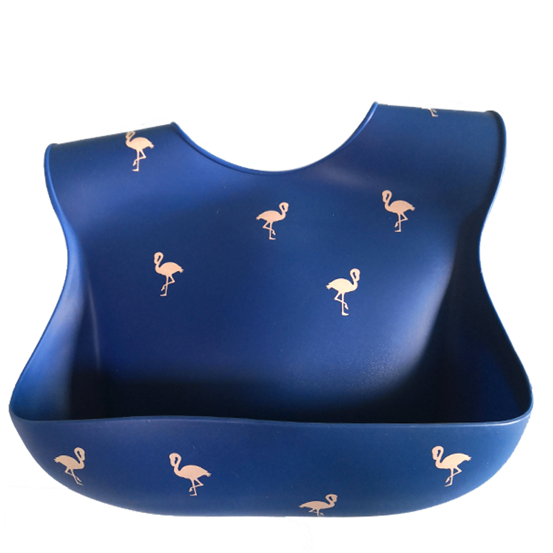 LFGB Printed Pattern Silicone Catcher Bib Personalized Silicone Bib With Pocket