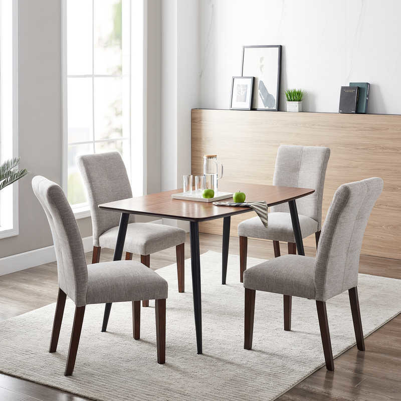 L55.125" H29.9" Wood Veneer Dining Table Iron Legs Simple Rectangular Dining Table