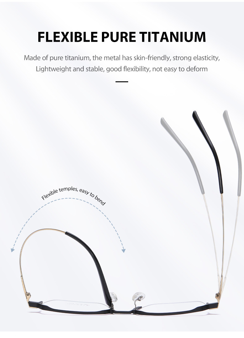 Men Titanium Frame Glasses , OEM Transparent Half Frame Glasses