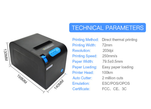 POS Receipt High Speed Line Printer Thermal 80mm Auto Cutter 250mm/s