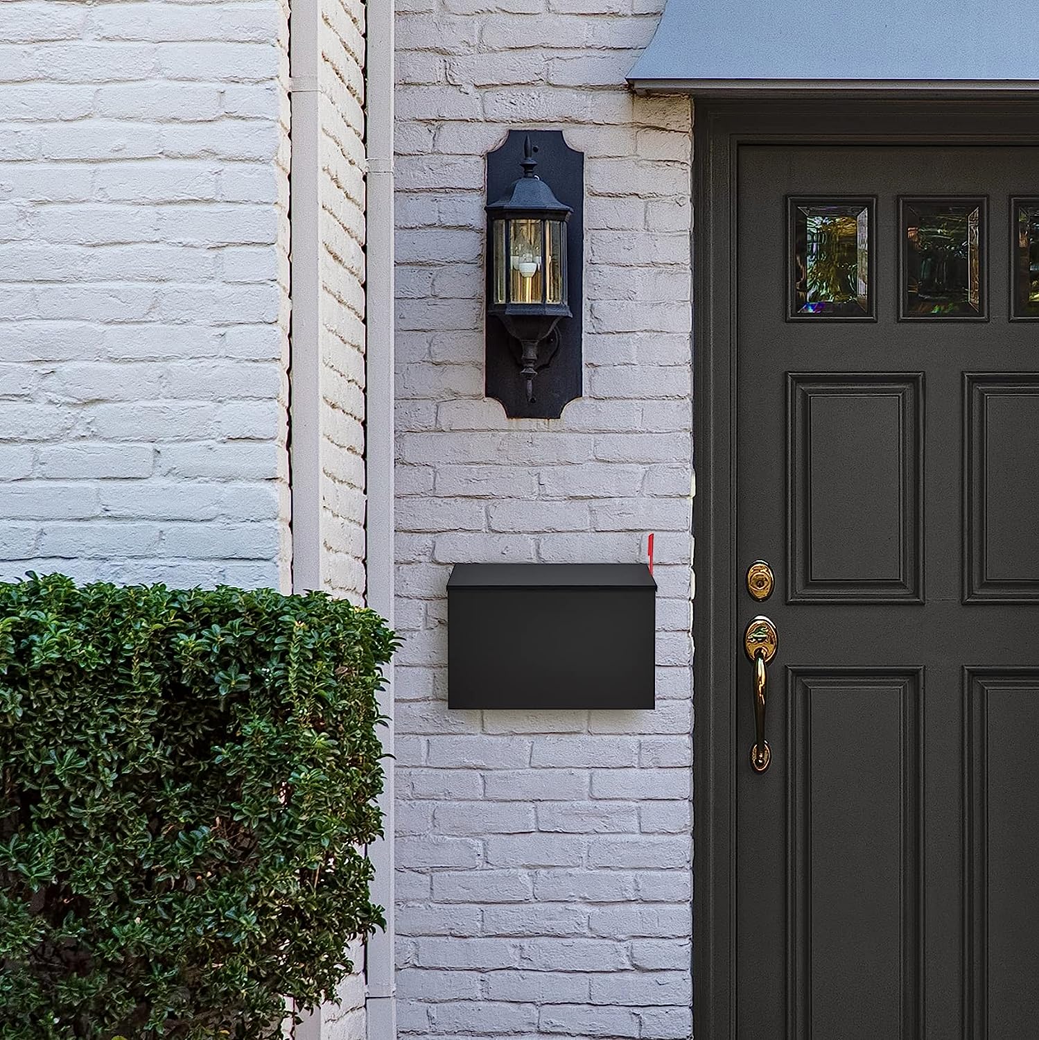 0.8mm Thickness Print Custom Logo Black Powder Coated Wall Mounted Mailbox for Outdoor