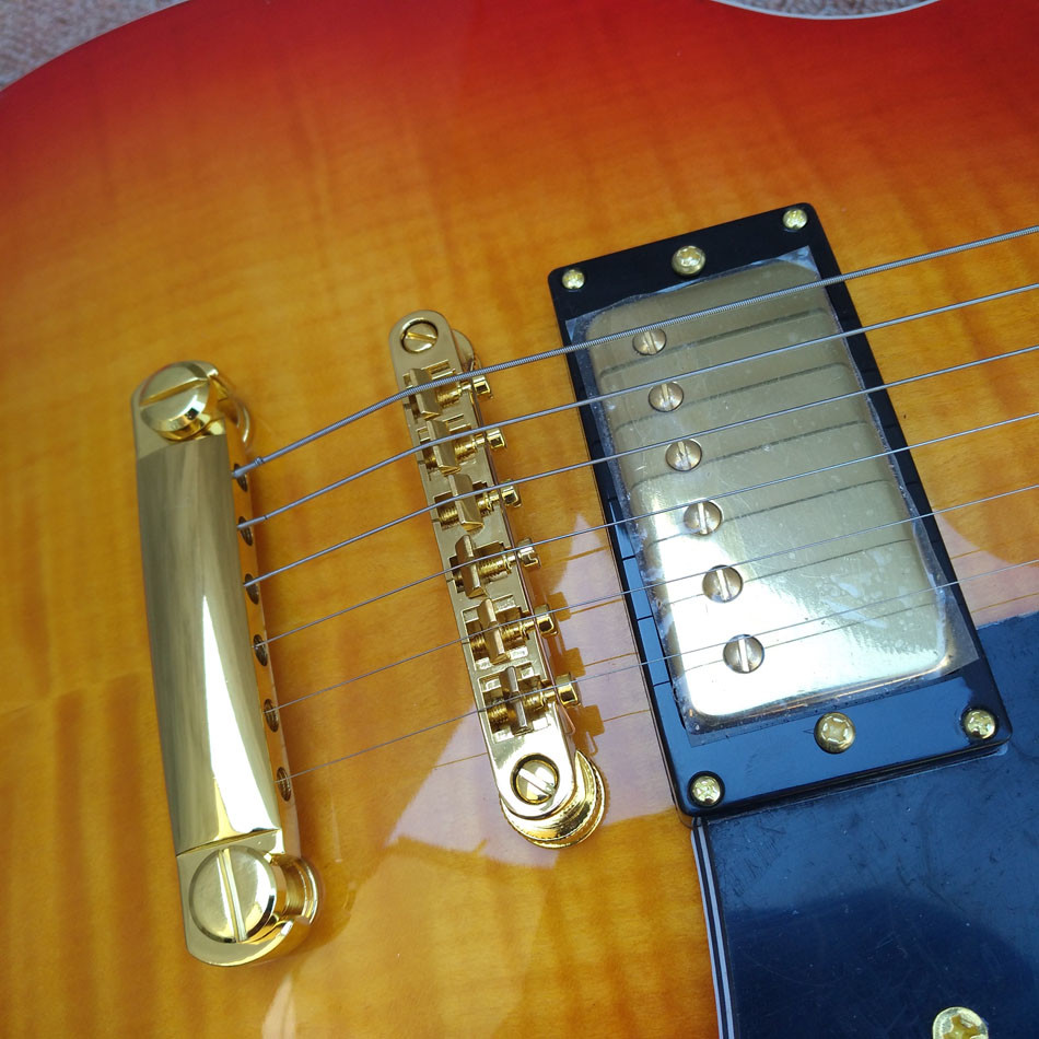 Standard LP 1959 R9 electric guitar, Cherry burst color electric guitar with Gold hardware, free shipping