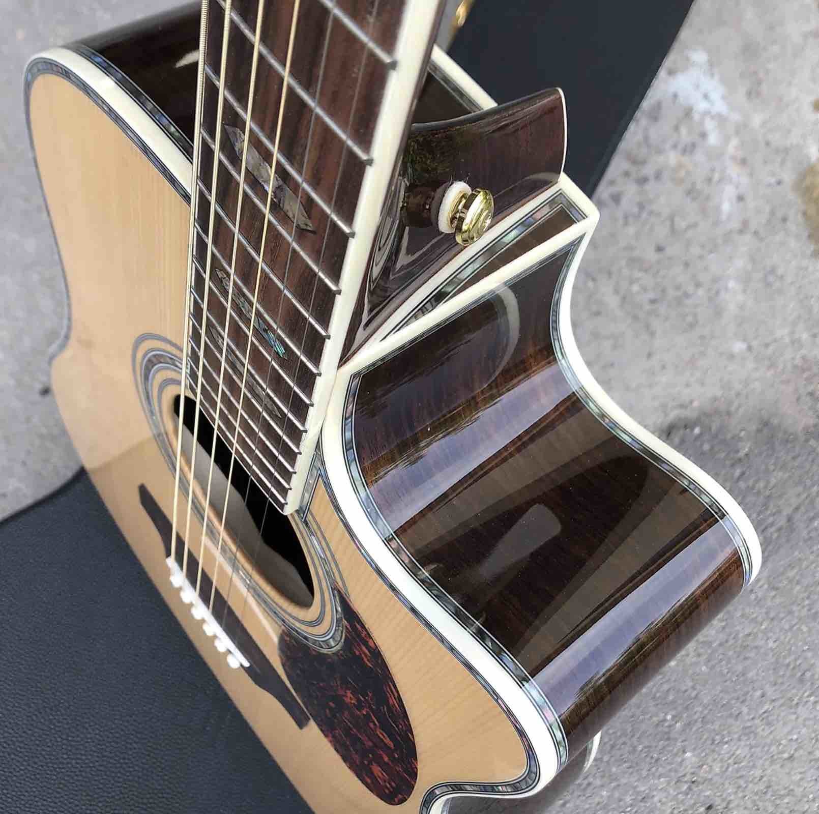 Classical Acoustic Guitar Grand Cutaway 41" Solid Spruce Top Rosewood back&side 301 EQ Abalone Binding