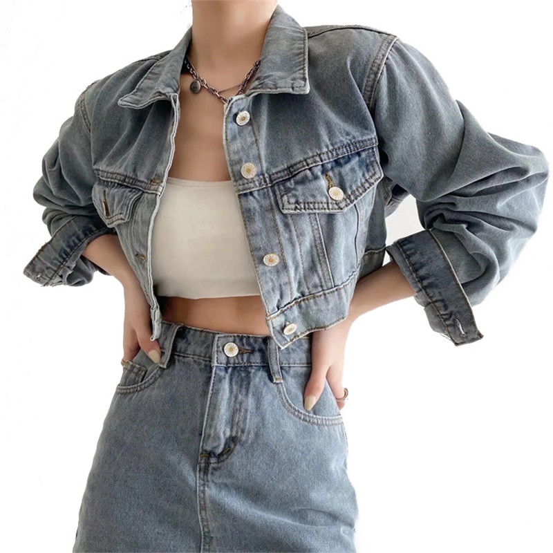Factory OEM Spring Autumn Denim Clothing Oversized Long Sleeve Jackets