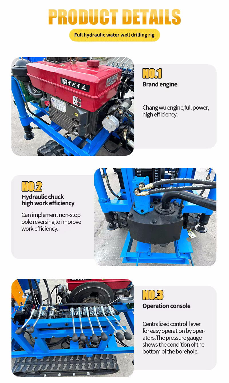 120m Depth 22HP Diesel Small Portable Borehole Water Wells Drilling Rigs