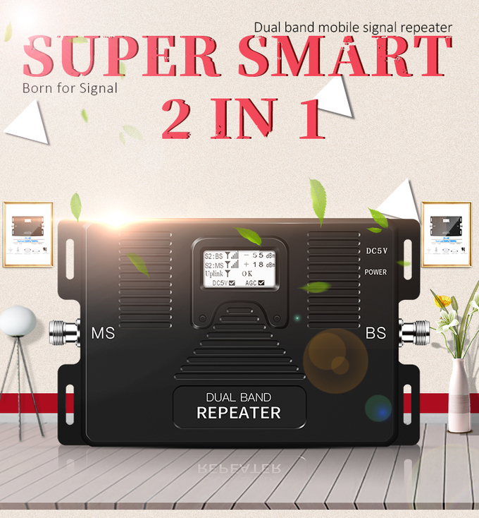Dual Band Signal Booster 2G 3G 4G 850/2100MHz 70dB Gain Repeater Amplifier 0