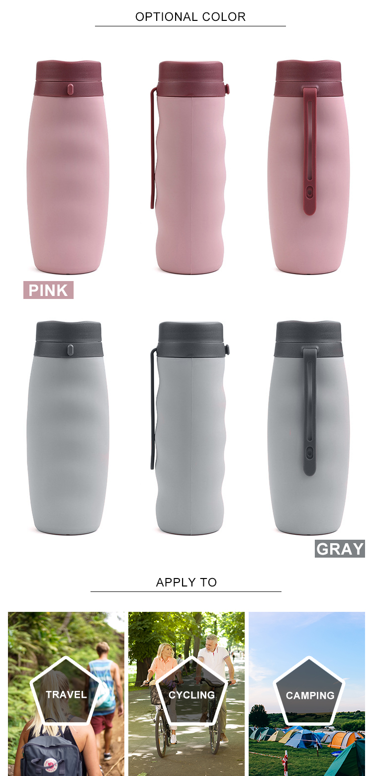 135g 600ml Silicone Roll Up Water Bottle For Unisex