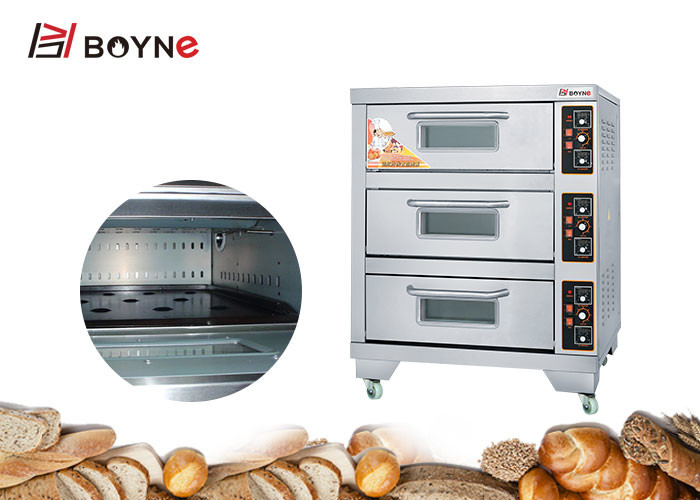 Electric Commercial Bakery Deck Oven Three Deck Capacity Stainless Steel Oven