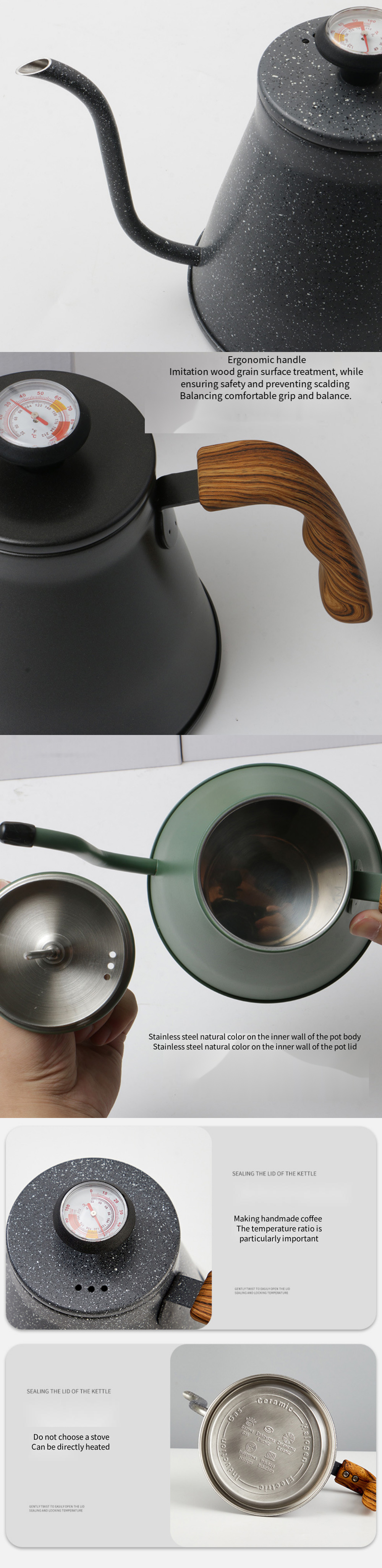 Stocked Supply of Highwin's Modern Design Stainless Steel Gooseneck Coffee Kettle