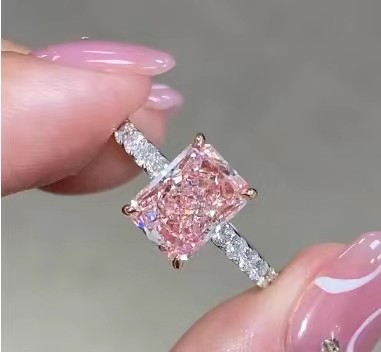 2.26ct Laboratory Grown Pink Diamond Engagement Ring 18K White Gold Bridal Ring