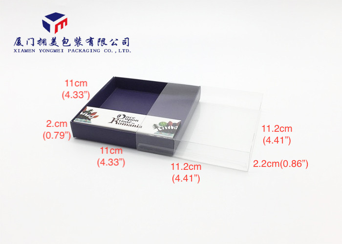 Key Ring Custom Plastic Box Packaging Clear PET Sleeve Rectangle Shape 11.2X2.2X11.2cm
