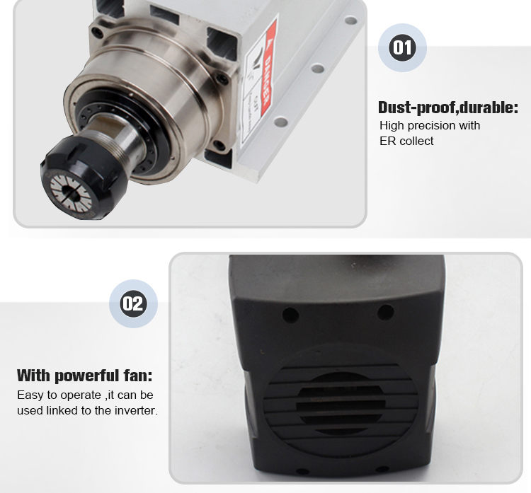 18000rpm Frequency 300HZ Air Cooled Spindle Motor for CNC Router Demand