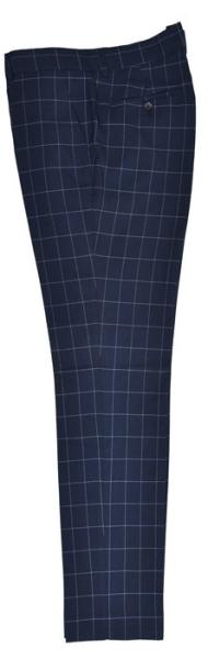 Quality Fashion Mens Slim Fit  Tailored Trousers Business Adults Long Pants Navy Check for sale