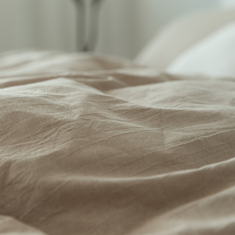 100% Washed Cotton Bedding Set Soft Hand Feel Breathable and Durable Linen Like Texture