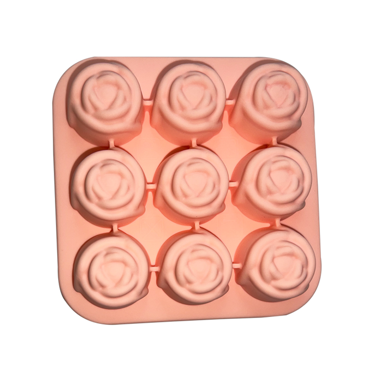 Silicone Small Rose Shaped Ice Cubes Maker Sustainable 9 Cavity 1.2 Inch