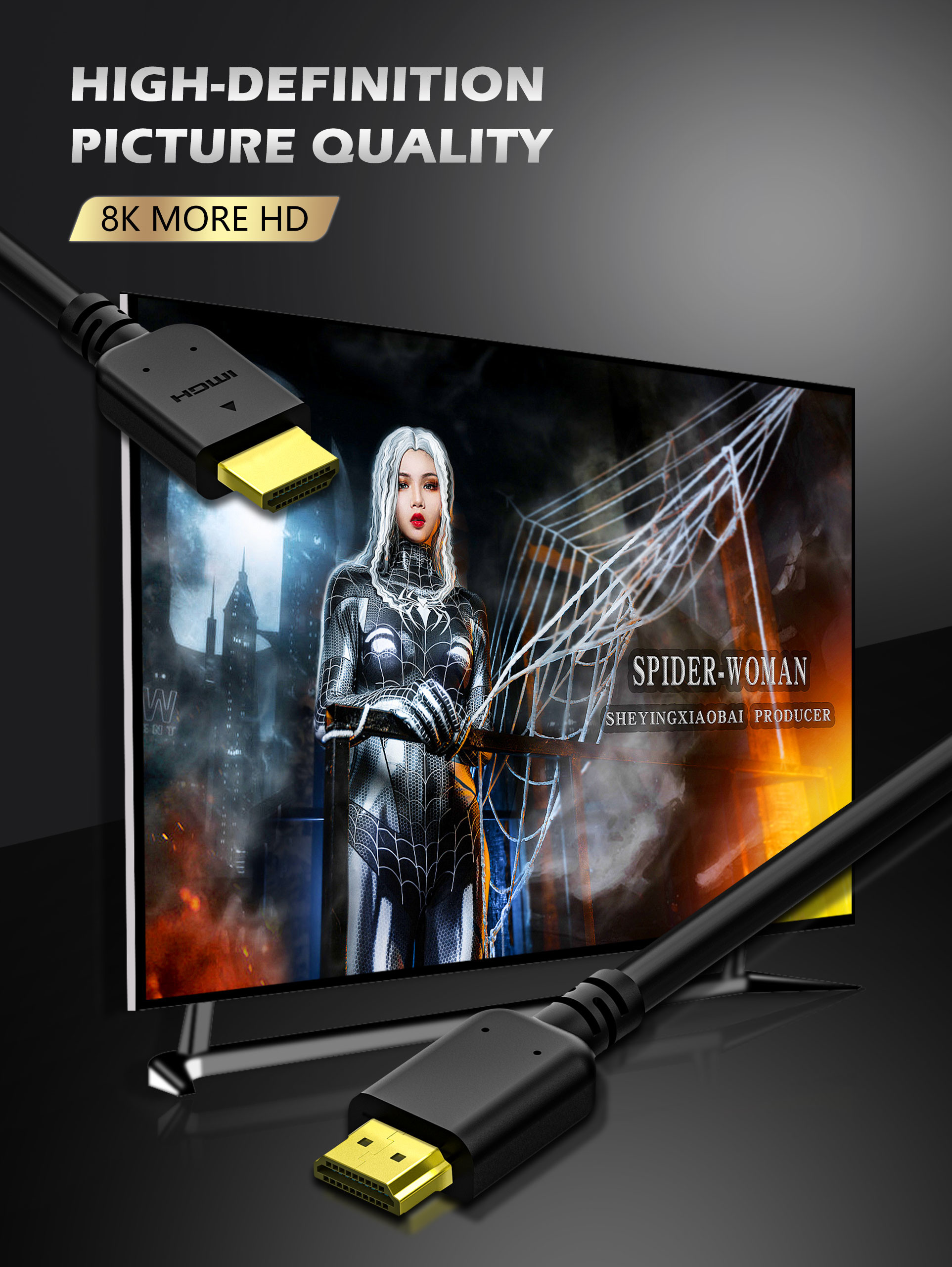 Dynamic HDR EARC 8K HDMI Cable 6.6FT Multimedia Use Braided