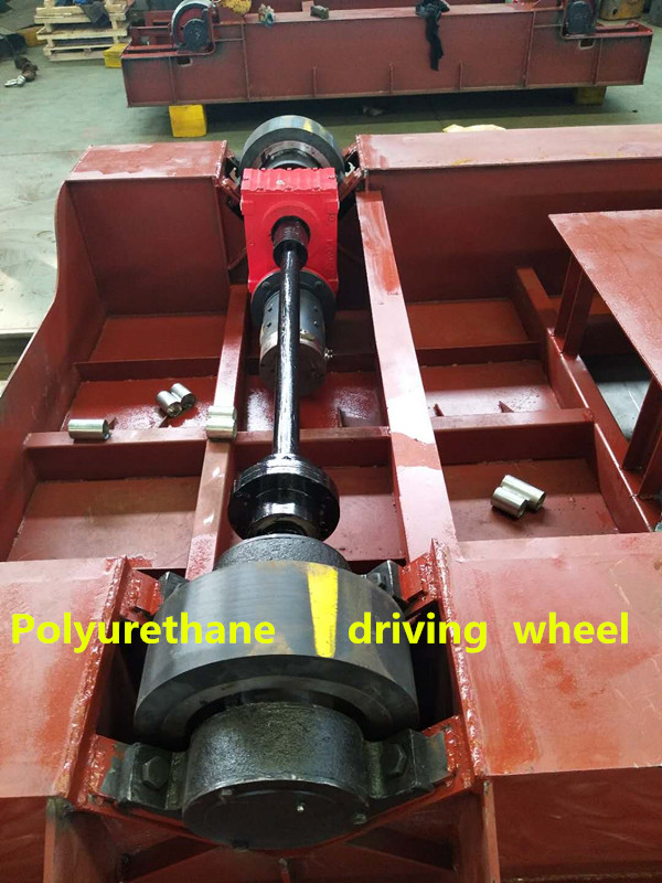 10t battery powered steerable trackless transfer car running on the cement floor with remote control