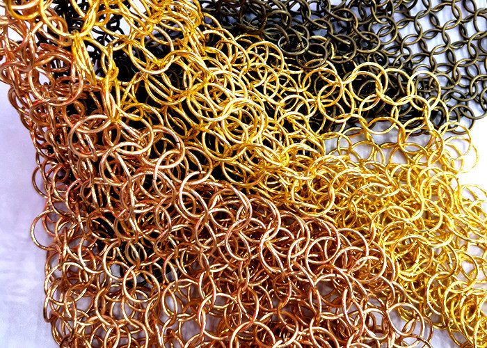 Chainmail Weave Ring Mesh Type Antique Appearance Metal Mesh Drapery With Metallic Color For Window Sun Shade
