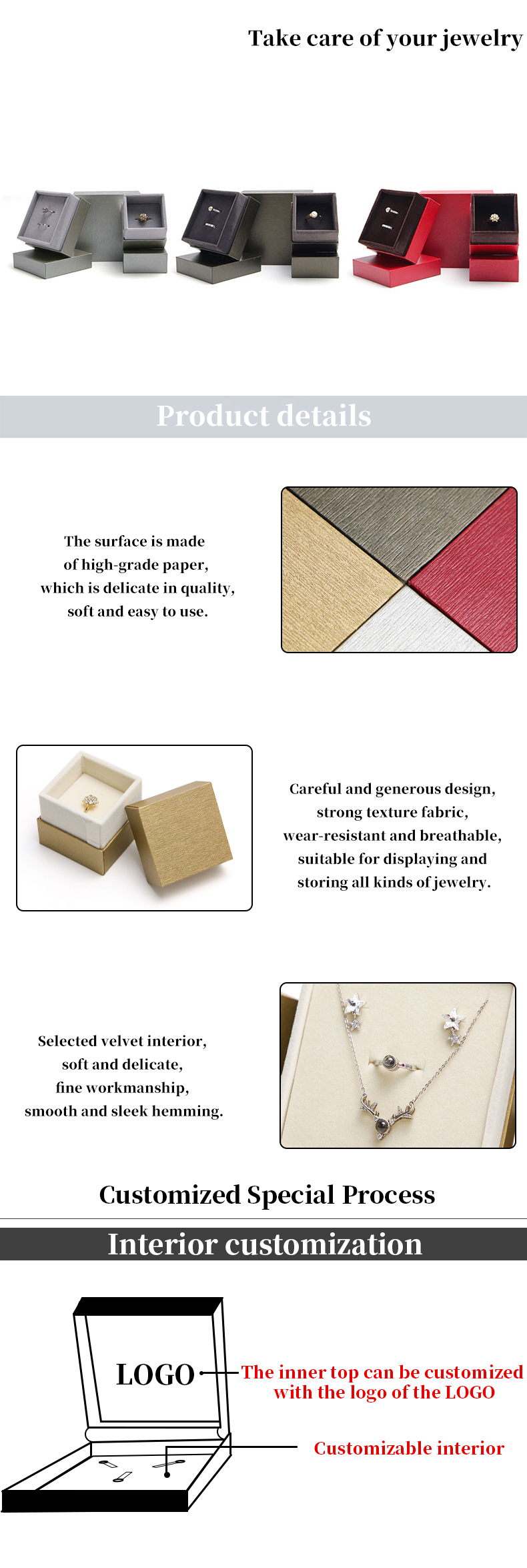 Paper Velvet Material Jewelry Boxes Hanhong Custom Design Eco-Friendly Packaging