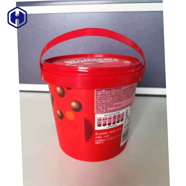 Food Safe IML Bucket 1340ml Colorful Chocolate Biscuits Packing