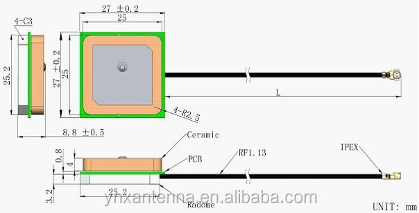 Internal 1575r-a Passive 25-25-4mm Ceramic GPS Antenna Chip Antenna Module Antenna