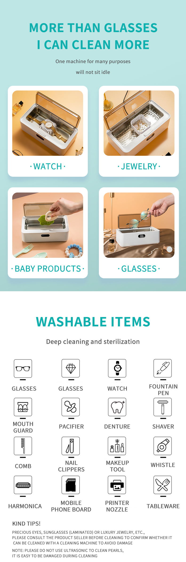 Mini Ultrasonic Washing Machine 450ml Portable Ultrasonic Glasses Cleaner