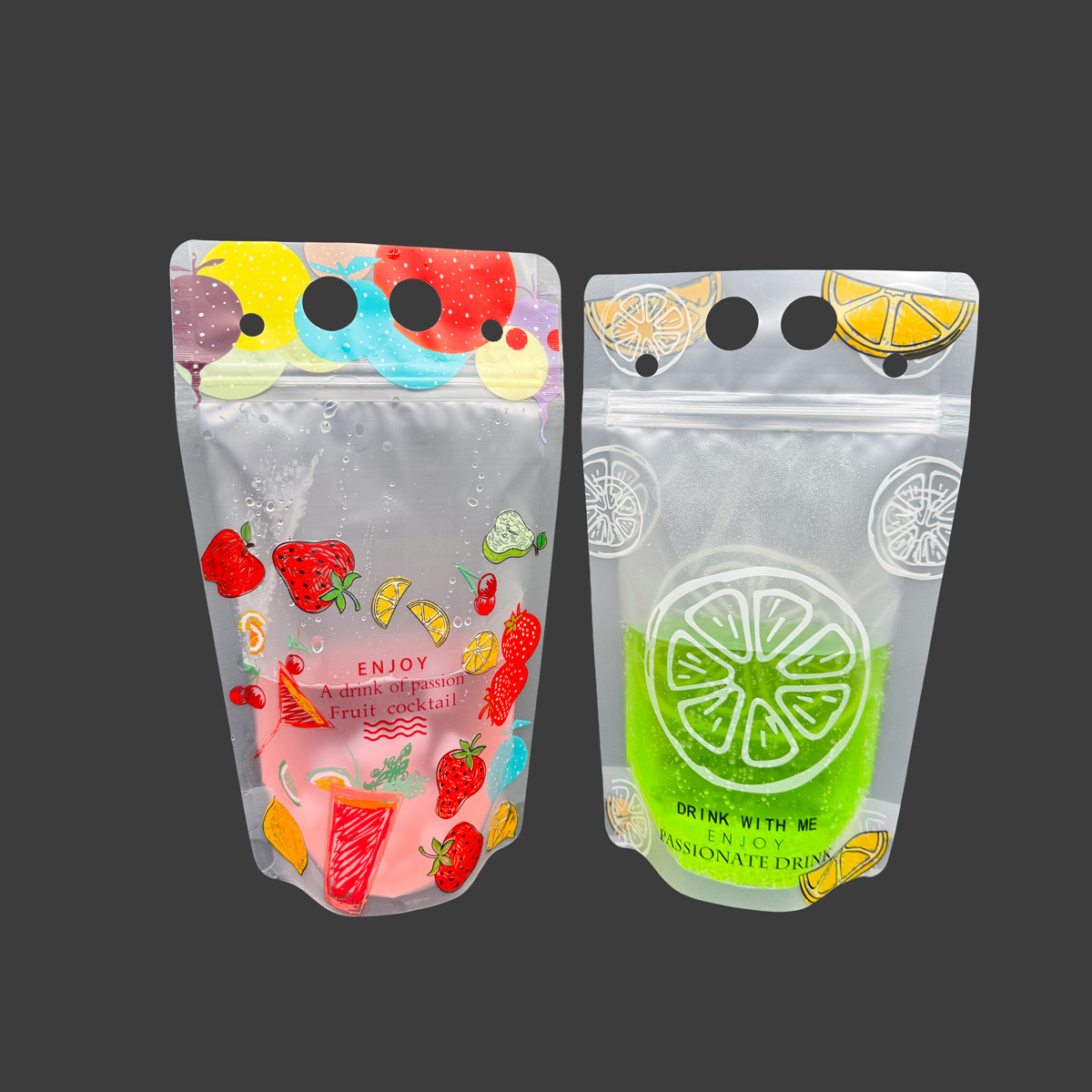 16oz Custom Alcohol Drink Pouches Stand Up Zipper Reusable Drink Pouch for Birthday Drinking Party Gift