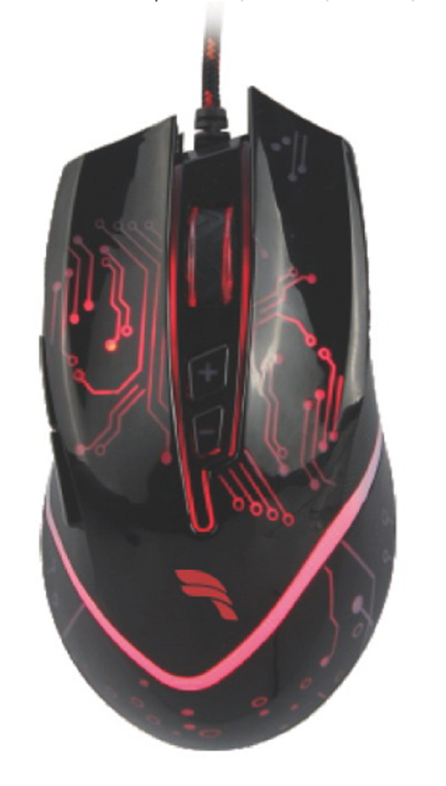 6D Button Mouse With USB Braided Cable Classic Black Design Compatible With Multiple Systems. Eco-friendly PE Bag Packaging