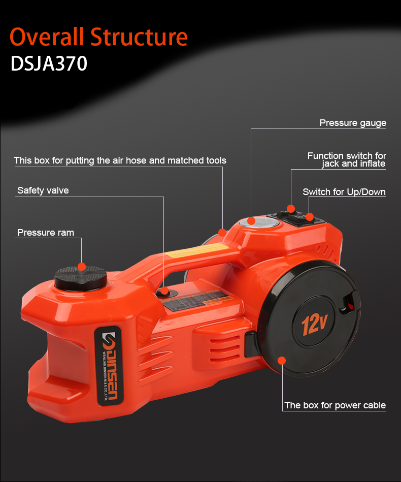 5 Ton Electric Hydraulic Jack Kit With Electric Wrench Air Compressor