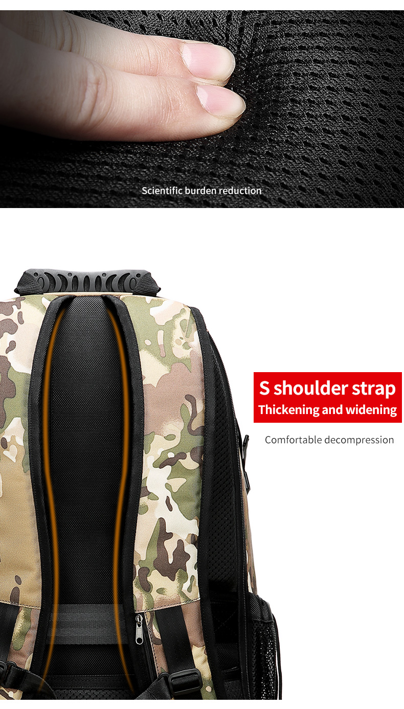 Oxford 65 Liter Hiking Backpack Camouflage Hiking Backpack OEM/ODM