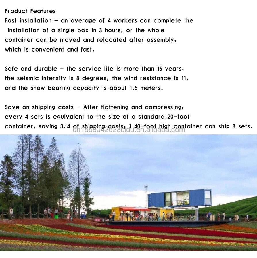3 Bedrooms and Living Room Tiny Modular Home Transportable Prefabricated House with Steel Structure Frame Welded Container