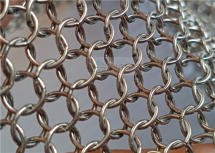Welding Stainless Steel Chain Mail Wire Mesh 0.8x7mm Used For Room Divider Curtains