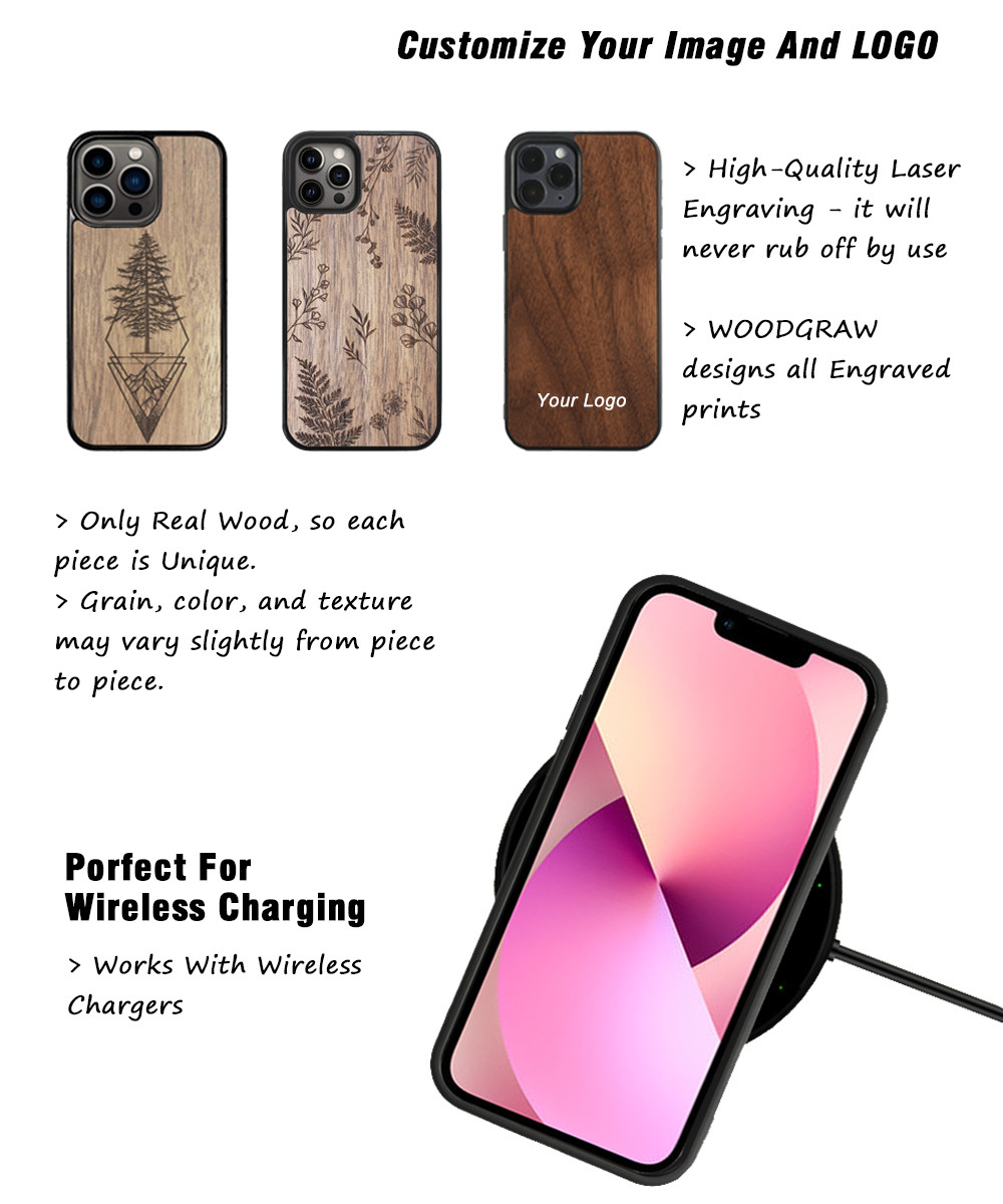 Bamboo Natural Walnut Wooden Phone Cover Shockproof For IPhone