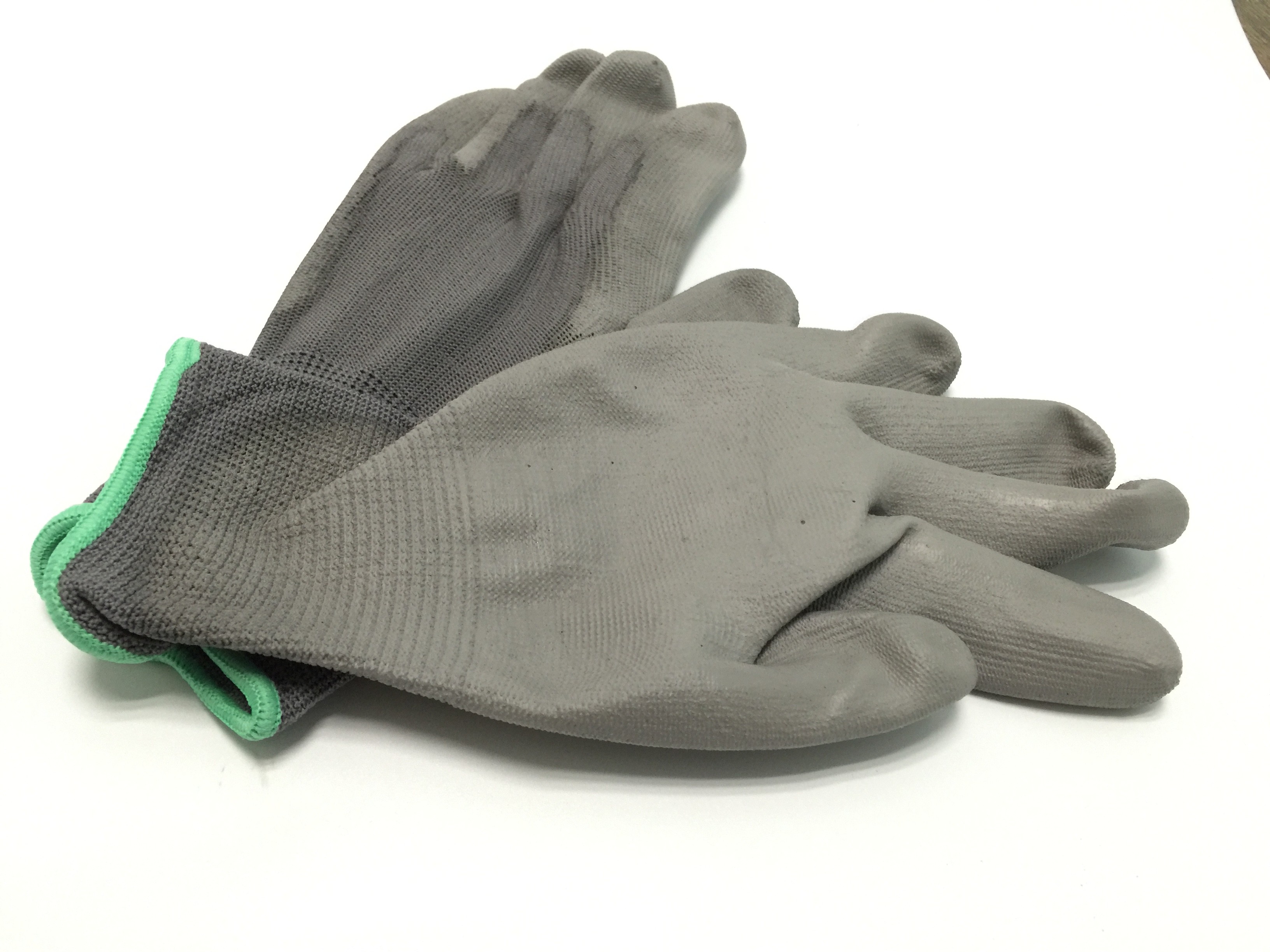 White Polyurethane Palm Coated Anti Static Gloves Seamless Polyester Liner Glove