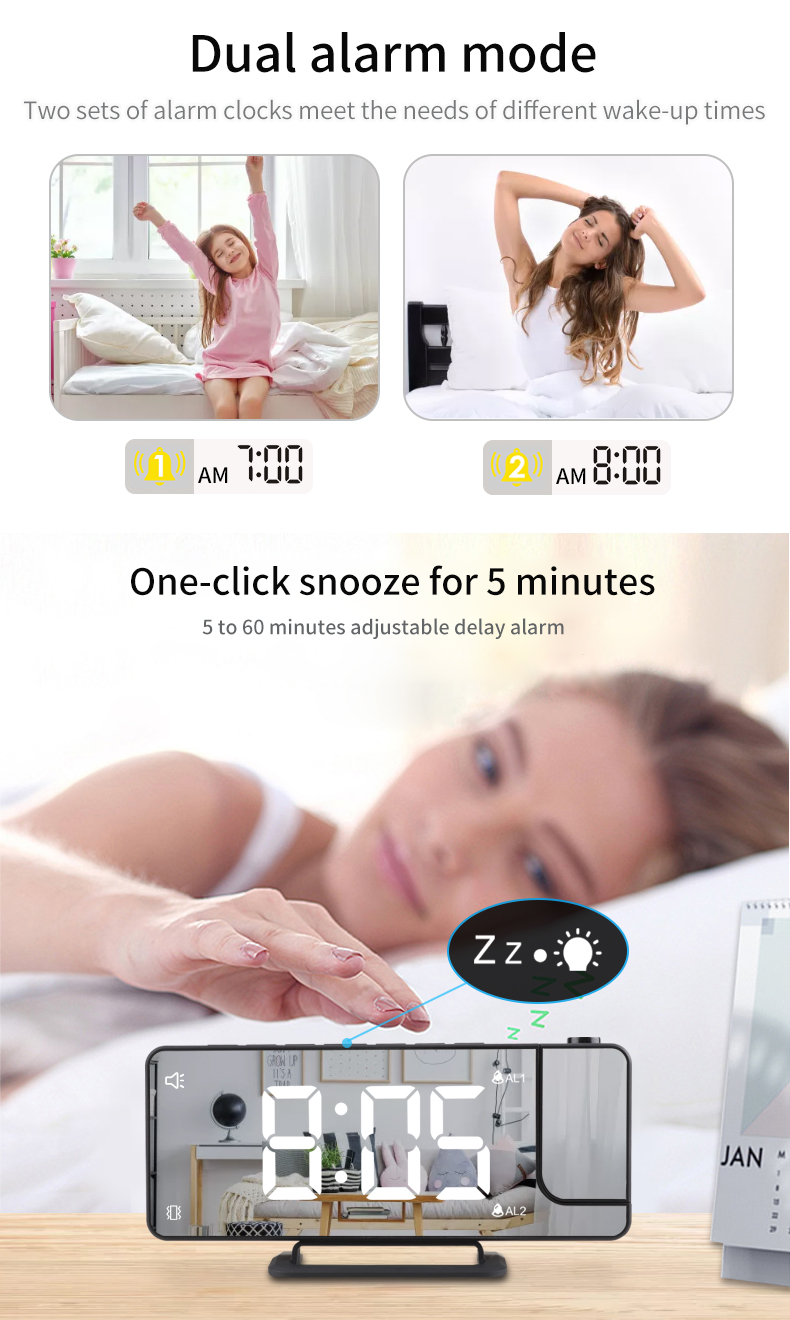 Smart LED Laser Ceiling Room Thermometer Digital Projection Alarm With Radio And Weather Station