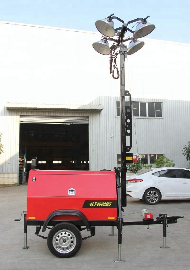 4x350W 9m Diesel Portable Light Tower 2KW Honda Generator Crane Light