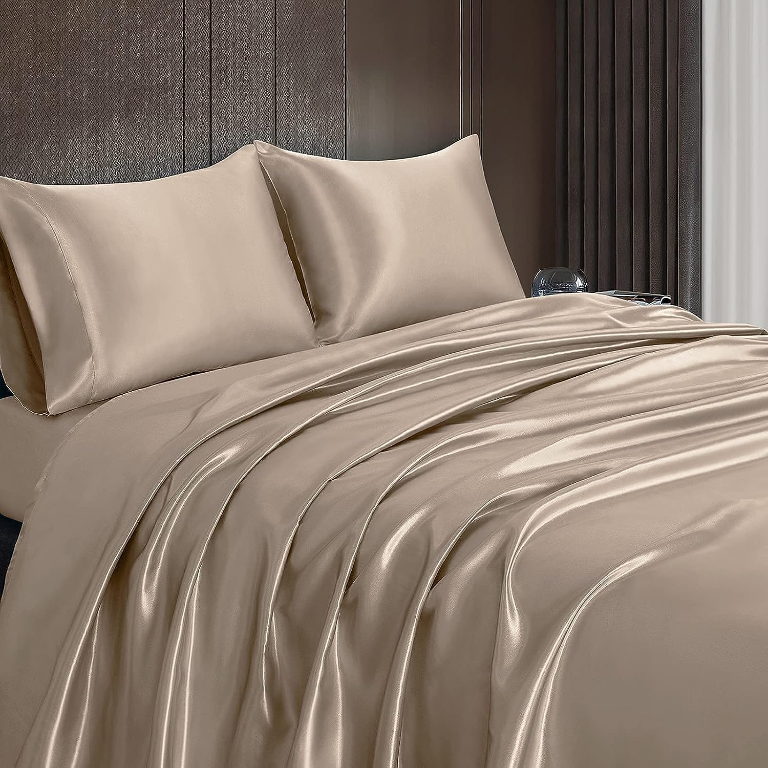 Nondisposable Satin Silk Touch Bedding Set for Home Twin Size Two PCS Flat Bed Sheet