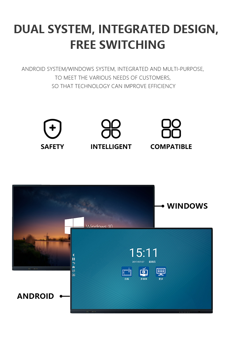 55"-86''Customized Smart Interactive Whiteboard , Business Touch Screen Smart Board
