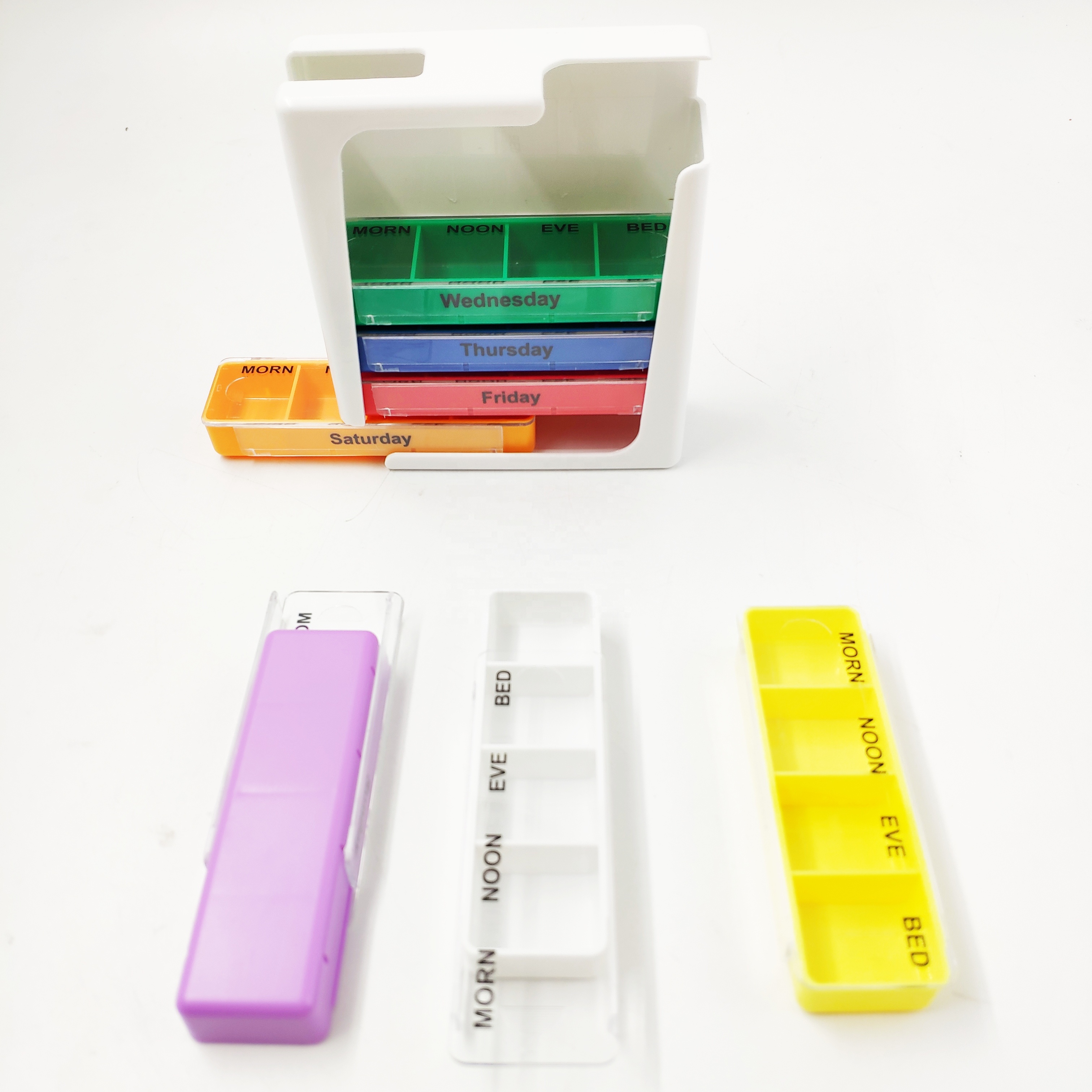 28 4 5 Pill Box Organizer 4 Times A Day Stackable AM PM Tablet Holder For Vitamin