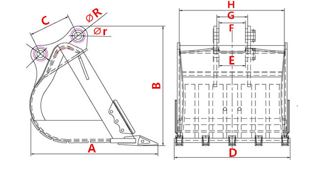 High-Strength Steel Plate Rock Drilling Bucket for Heavy Equipment Hydraulic Attachment